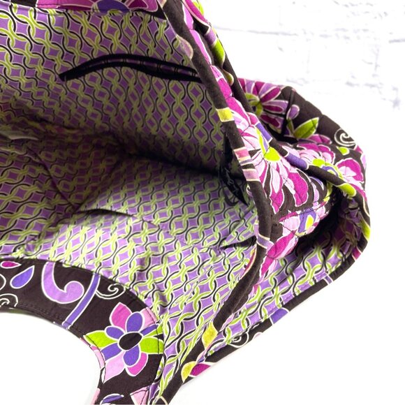 Vera Bradley Shoulder Tote Bag Purple Punch Floral Quilted Purse Pockets Retired - Picture 10 of 16